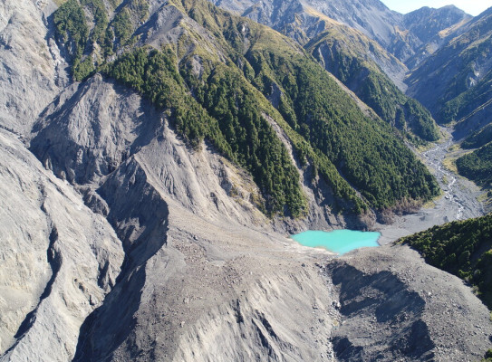 The Hapuku River landslide dam near Kaikoura