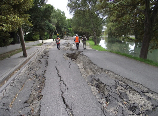 Avonside Drive subsidence and lateral spreading after Christchurch Earthquake 2011