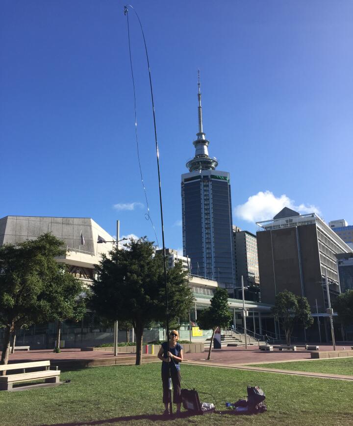 Jocelyn Turnbull operates a portable flasker at Queen Street Auckland 