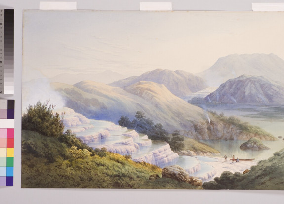 Pink and White Terraces painting before 1886 Tarawera Eruption