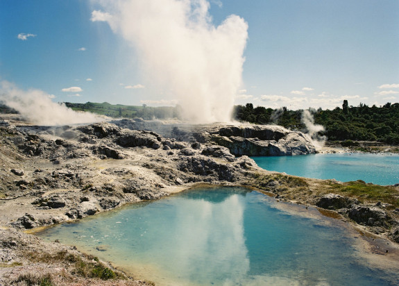 Pohutu Geyser playing Whakarewarewa geothermal field Rotorua