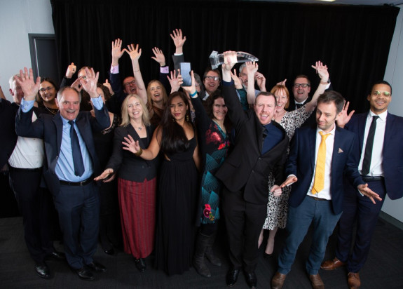 The RiskScape team celebrating their win.