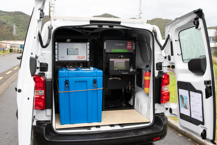 The mobile lab is full of atmospheric measurement instruments GNS Science