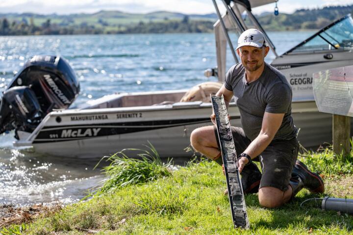 Lake Tutira Jamie Howarth with core
