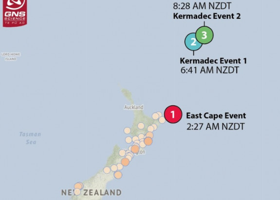 Location of the three large earthquakes that occurred last Friday 5 March.